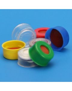 Chemglass Life Sciences Poly Crimp Seal, 11mm, Green Cap, Ptfe/Red Rubber Septum