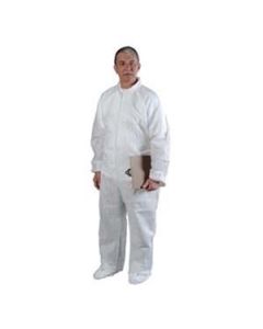 AlphaPro Coverall, White, Inset Sleeve, Zip Close, Attached Aquatrak®, Size L