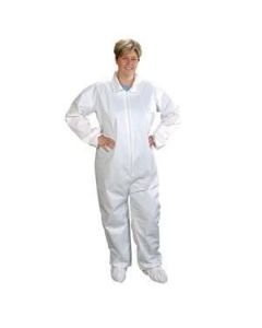 AlphaPro Coverall, White, Inset Sleeve, Attached Aquatrak® Boots, Size MED