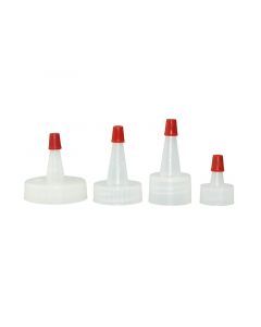 Qorpak 28-400 Natural Unlined Ldpe Yorker Cap With Red Tip, .030" Orifice, Packed In Bags Of 12