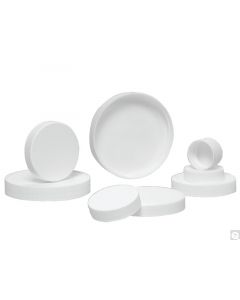 Qorpak 38-400 White Ribbed Polypropylene Cap With Sturdeeseal® Pe Foam Liner, Packed In Bags Of 12
