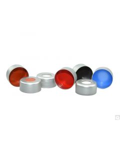 Qorpak 11mm Silver Aluminum Seal With Clear Ptfe/Natural Red Rubber Septa