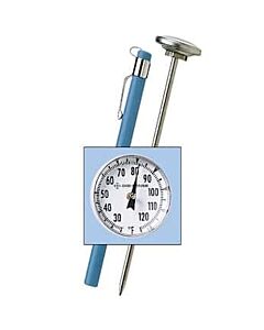 Antylia Digi-Sense Stainless Steel Bimetal Pocket Thermometer, 1" Dial, Poly Lens, 8" Stem, 0-250C, 1C Div