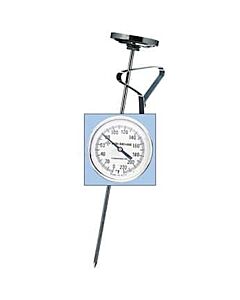 Antylia Digi-Sense Stainless Steel Bimetal Pocket Thermometer, 1.75" Dial, Glass Lens, 8" Stem, -100 to 40C, 2F Div