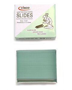 Eisco Labs Microscope Glass Slide - Plain - Pack Of 50, Size 75 X 25 Mm Thickness 1.1 - 1.2 - Eisco Labs
