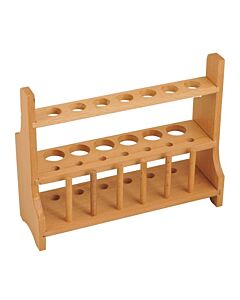 Eisco Labs Wooden Test Tube Rack With 6 Draining Pins - Holds 13 Tubes - Polished Wood