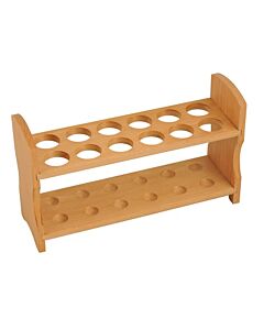 Eisco Labs Wooden Test Tube Rack - Holds 12 Tubes - 10.25" Wide - Polished Beech Wood