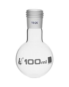 Eisco Labs Boiling Flask With 19/26 Joint, 100ml Capacity, Round Bottom, Interchangeable Screw Thread Joint, Borosilicate Glass - Eisco Labs