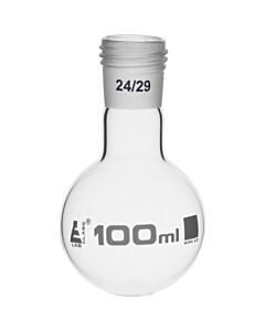 Eisco Labs Boiling Flask With 24/29 Joint, 100ml - Round Bottom, Interchangeable Screw Thread Joint - Borosilicate Glass - Eisco Labs