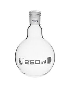 Eisco Labs Boiling Flask With 19/26 Joint, 250ml Capacity, Round Bottom, Interchangeable Screw Thread Joint, Borosilicate Glass - Eisco Labs