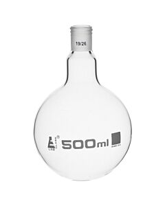Eisco Labs Boiling Flask With 19/26 Joint, 500ml Capacity, Round Bottom, Interchangeable Screw Thread Joint, Borosilicate Glass - Eisco Labs
