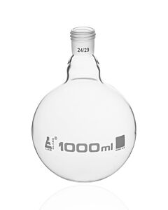 Eisco Labs Boiling Flask With 24/29 Joint, 1000ml - Round Bottom, Interchangeable Screw Thread Joint - Borosilicate Glass - Eisco Labs