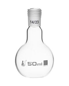 Eisco Labs Boiling Flask With 14/23 Joint, 50ml Capacity, Flat Bottom, Interchangeable Screw Thread Joint, Borosilicate Glass - Eisco Labs