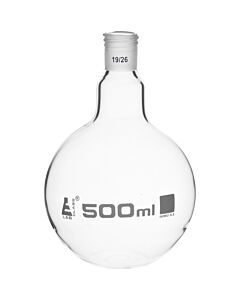 Eisco Labs Boiling Flask With 19/26 Joint, 500ml Capacity, Flat Bottom, Interchangeable Screw Thread Joint, Borosilicate Glass - Eisco Labs