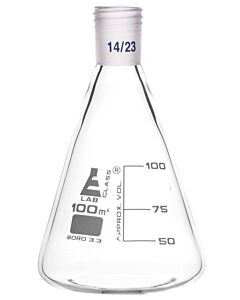 Eisco Labs Erlenmeyer Flask With 14/23 Joint, 100ml Capacity, 25ml Graduations, Interchangeable Screw Thread Joint, Borosilicate Glass - Eisco Labs
