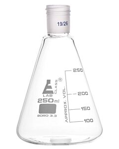 Eisco Labs Erlenmeyer Flask With 19/26 Joint, 250ml Capacity, 50ml Graduations, Interchangeable Screw Thread Joint, Borosilicate Glass - Eisco Labs