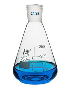 Eisco Labs Erlenmeyer Flask With 24/29 Joint, 250ml - 50ml White Graduations - Interchangeable Screw Thread Joint - Borosilicate Glass - Eisco Labs