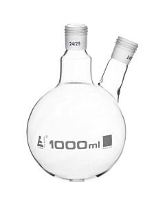 Eisco Labs Distillation Flask With 2 Necks, 1000ml Capacity, 24/29 Joint Size, Interchangeable Screw Thread Joints, Borosilicate Glass - Eisco Labs