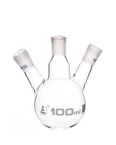 Eisco Labs Distillation Flask With 3 Necks, 100ml Capacity, 14/23 Joint Size, Interchangeable Screw Thread Joints, Borosilicate Glass - Eisco Labs