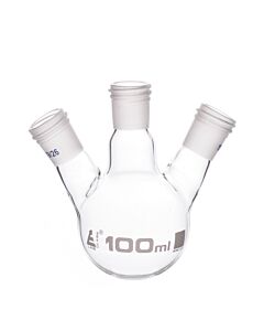 Eisco Labs Distillation Flask With 3 Necks, 100ml Capacity, 19/26 Joint Size, Interchangeable Screw Thread Joints, Borosilicate Glass - Eisco Labs