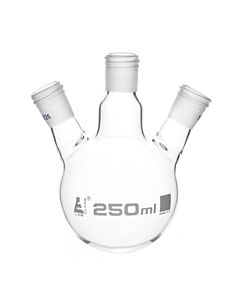 Eisco Labs Distillation Flask With 3 Necks, 250ml Capacity, 19/26 Joint Size, Interchangeable Screw Thread Joints, Borosilicate Glass - Eisco Labs