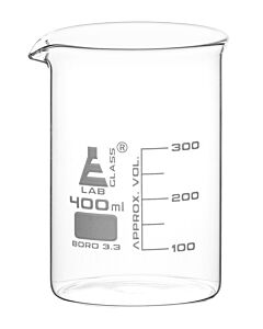 Eisco Labs Beaker, 400ml - Low Form - 50ml Graduations - Borosilicate Glass