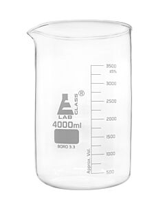Eisco Labs Beaker, 4000ml - Low Form - Graduated - Borosilicate Glass