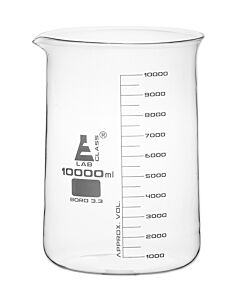 Eisco Labs Beaker, 10,000ml - Low Form, White Graduations - Borosilicate Glass