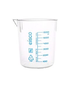 Eisco Labs Beaker, 600ml, Tpx Plastic, With Spout - Blue Graduations - Eisco Labs