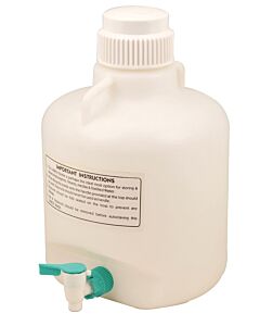 Eisco Labs Carboy Bottle With Stopcock, 10 Liter Capacity - Polypropylene - With 2 Handles