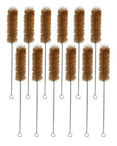Eisco Labs 12pk Bristle Cleaning Brushes, 11.25" - Fan Shaped Ends - 1.5" Diameter