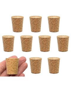 Eisco Labs 10pk Cork Stoppers, Size #11 - 21mm Bottom, 27mm Top, 31mm Length - Tapered Shape