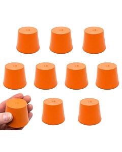 Eisco Labs Rubber Stopper, Solid - Orange - Pack Of 10 - Size: 35mm Bottom, 28mm Top, 36mm Length - Resistant To Acid, Alkali And Ammonia - Eisco Labs