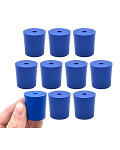 Eisco Labs Neoprene Stoppers, 1 Hole - Blue - Size: 23mm Bottom, 26mm Top, 28mm Length - Pack Of 10