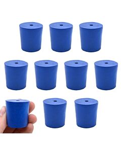 Eisco Labs Neoprene Stoppers, 1 Hole - Blue - Size: 27mm Bottom, 31mm Top, 32mm Length - Pack Of 10