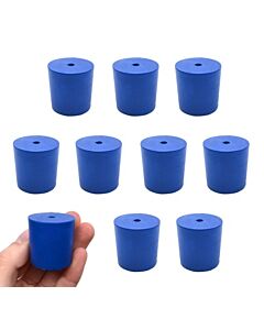 Eisco Labs Neoprene Stoppers, 1 Hole - Blue - Size: 29mm Bottom, 31mm Top, 32mm Length - Pack Of 10
