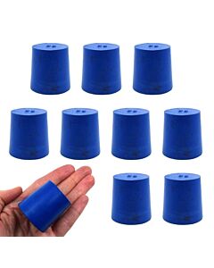 Eisco Labs Neoprene Stoppers, Solid Blue - Size: 33mm Bottom, 38mm Top, 38mm Length - Pack Of 10
