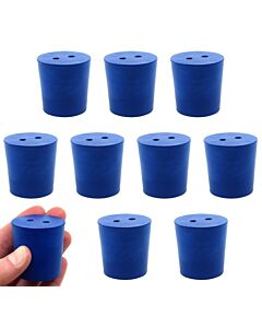 Eisco Labs Neoprene Stoppers, 2 Holes - Blue - Size: 33mm Bottom, 38mm Top, 38mm Length - Pack Of 10