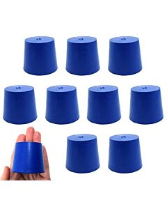 Eisco Labs Neoprene Stoppers, Solid Blue - Size: 40mm Bottom, 49mm Top, 40mm Length - Pack Of 10