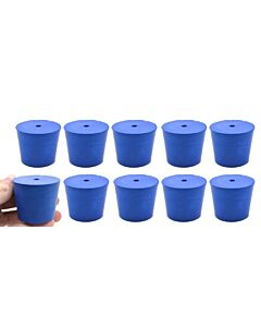 Eisco Labs Neoprene Stoppers, 1 Hole - Blue - Size: 40mm Bottom, 49mm Top, 40mm Length - Pack Of 10