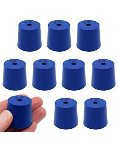 Eisco Labs 10pk Neoprene Stoppers, 1 Hole - Astm - Size: #5.5 - 24mm Bottom, 28mm Top, 25mm Length