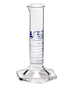 Eisco Labs Measuring Cylinder, 10ml - Class A, Tolerance: ±1.00ml - Squat Form, Blue Graduations - Borosilicate Glass