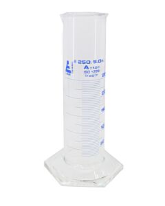 Eisco Labs Measuring Cylinder, 250ml - Class A - Squat Form - Borosilicate Glass