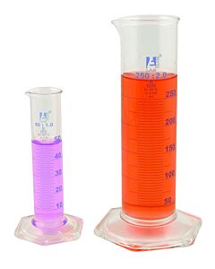 Eisco Labs Measuring Cylinder, 1000ml - Class A - Squat Form, Blue Graduations - Borosilicate Glass - Eisco Labs