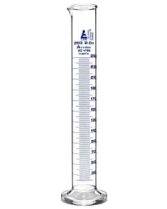 Eisco Labs Graduated Cylinder, 250ml - Class A - Blue Graduations, Round Base