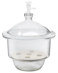 Eisco Labs Vacuum Desiccator With Stopcock, 20cm (7.9") I.D. - Borosilicate Glass - Porcelain Sieve Plate