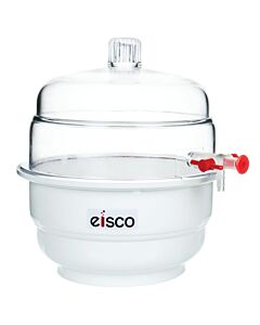 Eisco Labs Desiccator With Knob Cover, Vacuum Attachment With Stopcock And Self Lubricating Ptfe Plug, Flange Included - Eisco Labs
