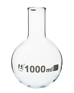 Eisco Labs Boiling Flask, 1000ml - Borosilicate Glass - Round Bottom, Narrow Neck (1.55" Id) - Eisco Labs