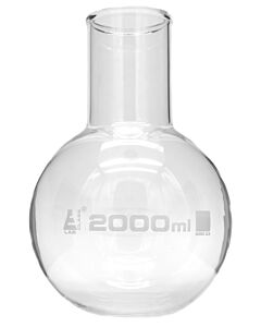 Eisco Labs Boiling Flask, 2000ml - Borosilicate Glass - Round Bottom, Wide Neck, Beaded Rim - Eisco Labs