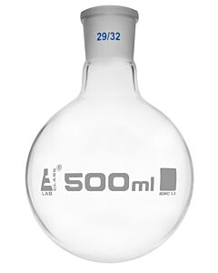 Eisco Labs Florence Boiling Flask, 500ml - 29/32 Interchangeable Joint - Borosilicate Glass - Round Bottom - Eisco Labs